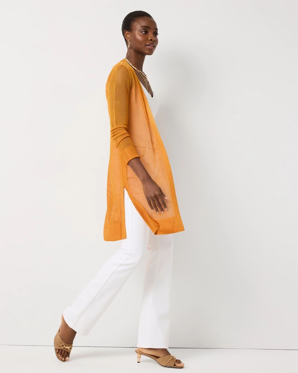 Open Stitch Longline Cardigan | White House Black Market